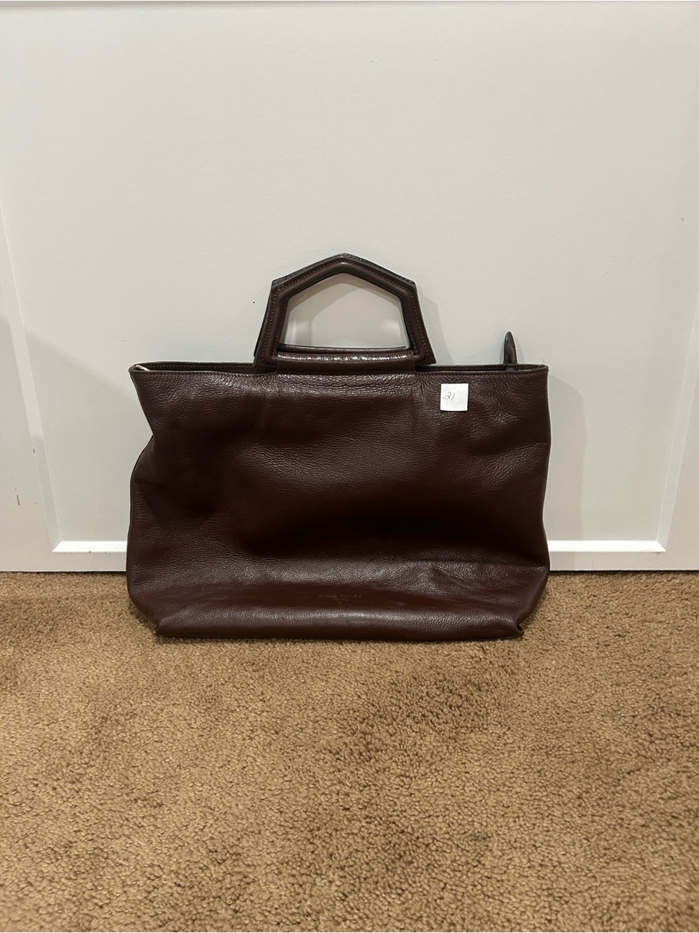 Structured Top-Handle Tote in Dark Brown Leather